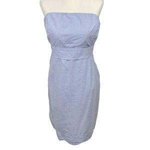 Vineyard Vines Women's Light Blue White Gingham Strapless Bodycon Dress Size 12